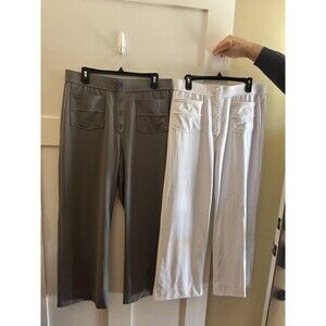 Halara Wide Leg Pants Bundle Of 2 Size XL Petite Gray & White High Waist Stretch